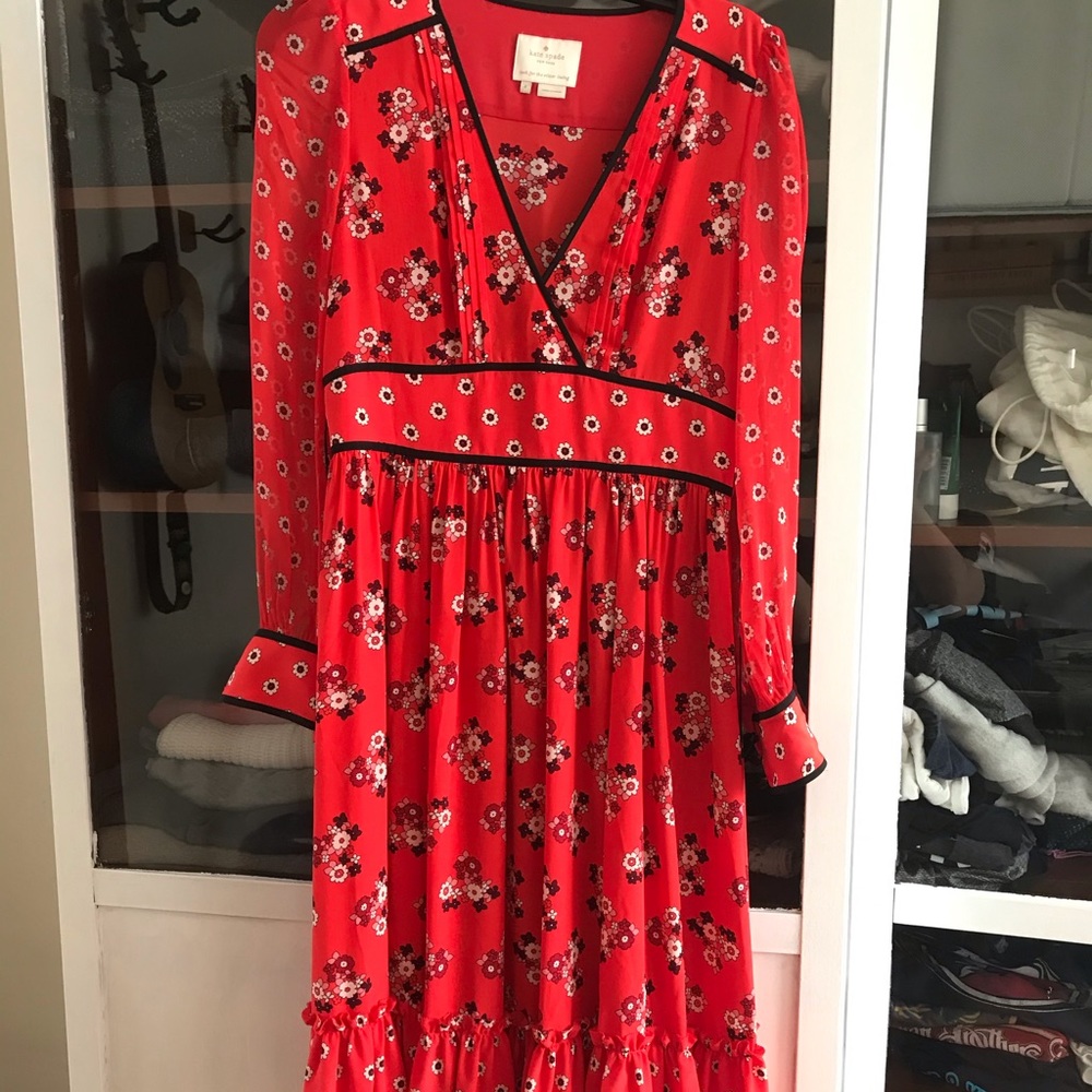 Silk Kate Spade red cocktail dress-rare!